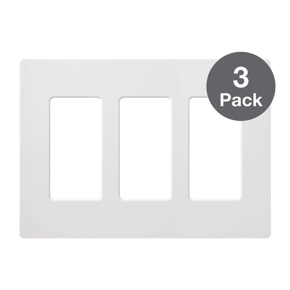 Lutron Claro 3 Gang Wall Plate for Decorator/Rocker Switches, Gloss, White  (CW-3-WH-3PK) (3-Pack) CW-3-WH-3PK - The Home Depot