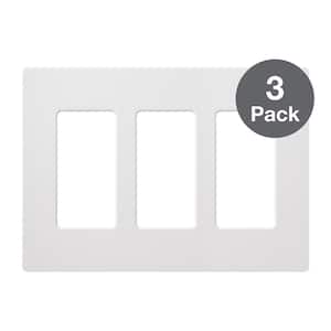 Claro 3 Gang Wall Plate for Decorator/Rocker Switches, Gloss, White (CW-3-WH-3PK) (3-Pack)