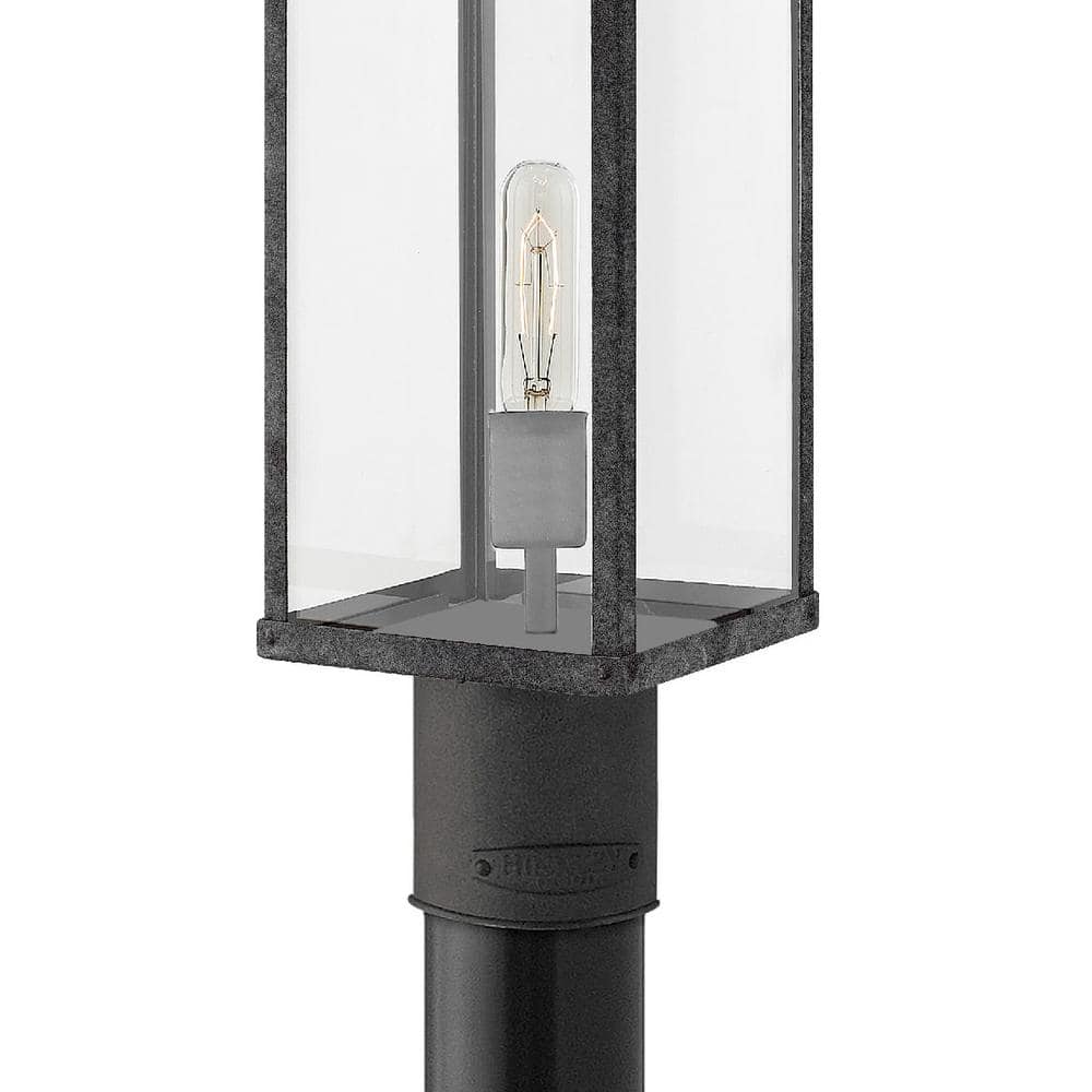 Aged Zinc 22.75" Outdoor Post Lantern with Clear Glass