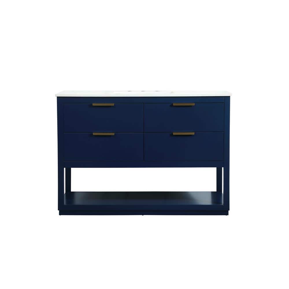 Simply Living 48 in. W x 22 in. D x 34 in. H Bath Vanity in Blue with Calac