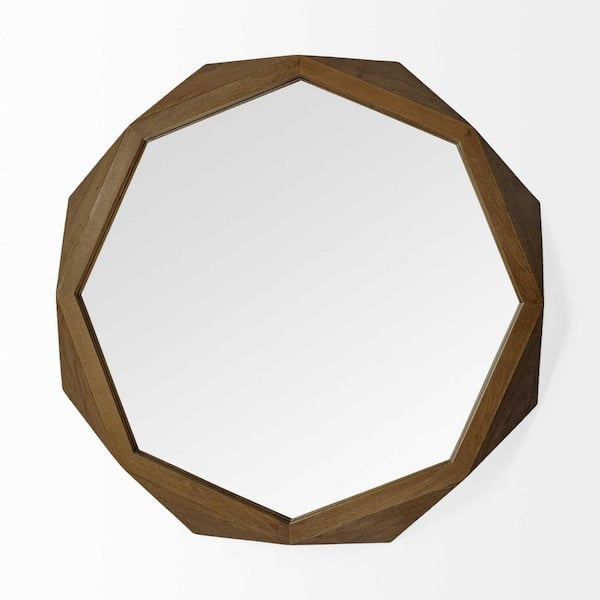 HomeRoots Mariana 41 in. x 2.25 in. Classic Round Framed Brown Vanity Mirror
