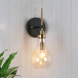 Uolfin Modern Bathroom Teardrop Vanity Light 3-Light Black and Brass ...