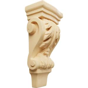 1-3/4 in. x 3 in. x 6 in. Unfinished Wood Maple Extra Small Acanthus Pilaster Wood Corbel
