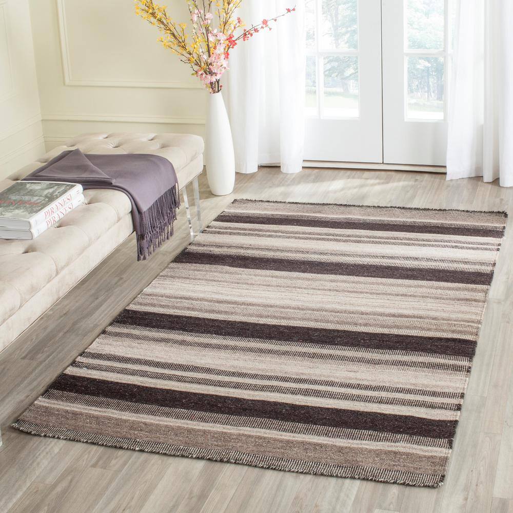 Handwoven Black Wool Dhurrie Area Rug, 3' x 5'