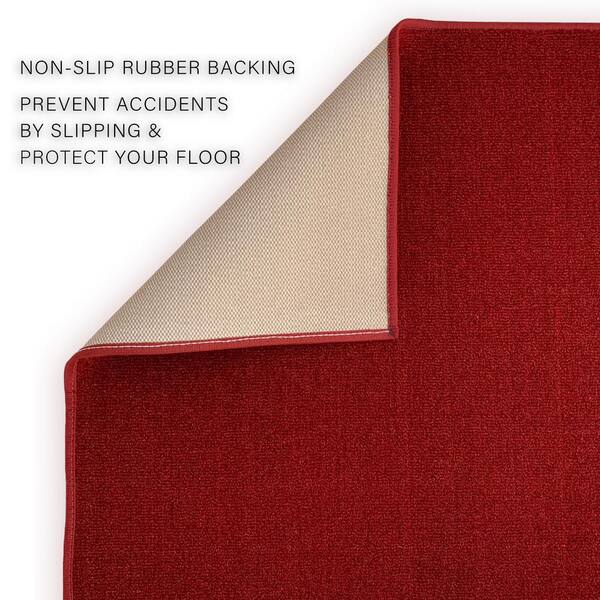 Veronica Cut to Size Red Color 31.5 Width x Your Choice Length Custom Size  Slip Resistant Runner Rug