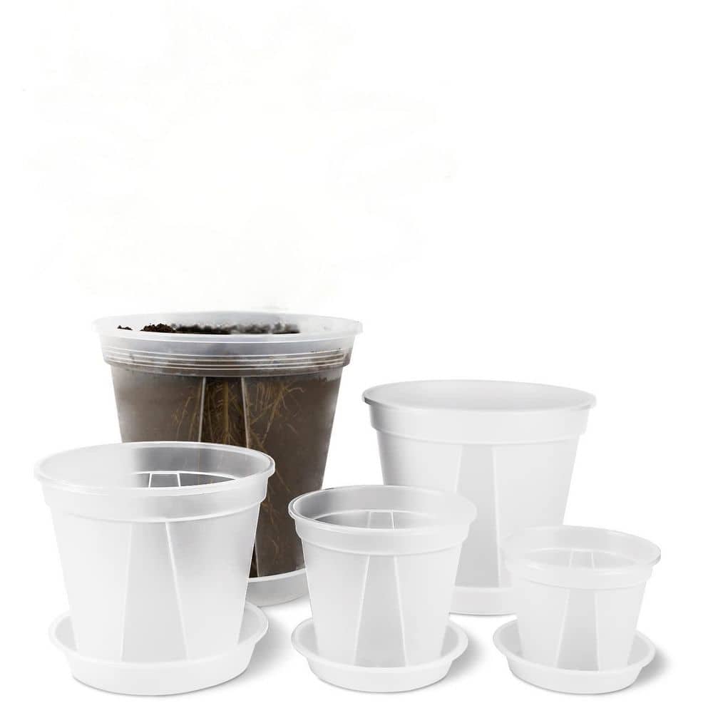 5-Set of Clear Plastic Flower Pots with Trays and Drainage Holes, Suitable for Indoor Plants, Herbs and Flowers price history on PriceWatchPro