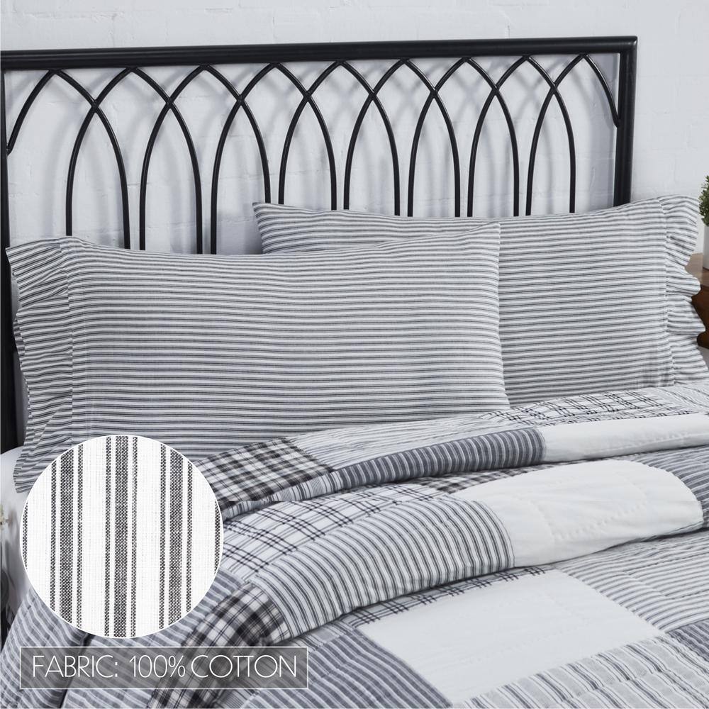 Sawyer Mill Black and White Ruffled Cotton King Pillowcase Set