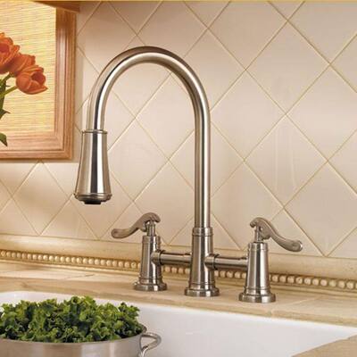 Ashfield 2-Handle Pull-Down Sprayer Kitchen Faucet in Brushed Nickel