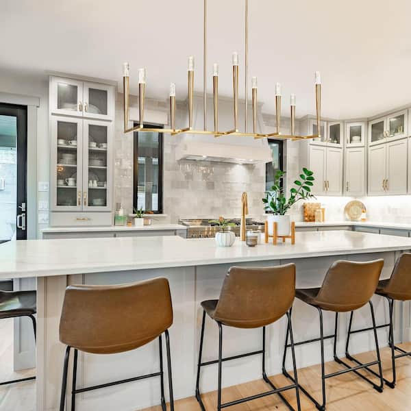 Florescentia 10-Light dimmable Integrated LED Plating Brass Candlestick Chandelier with Acrylic Diffuser