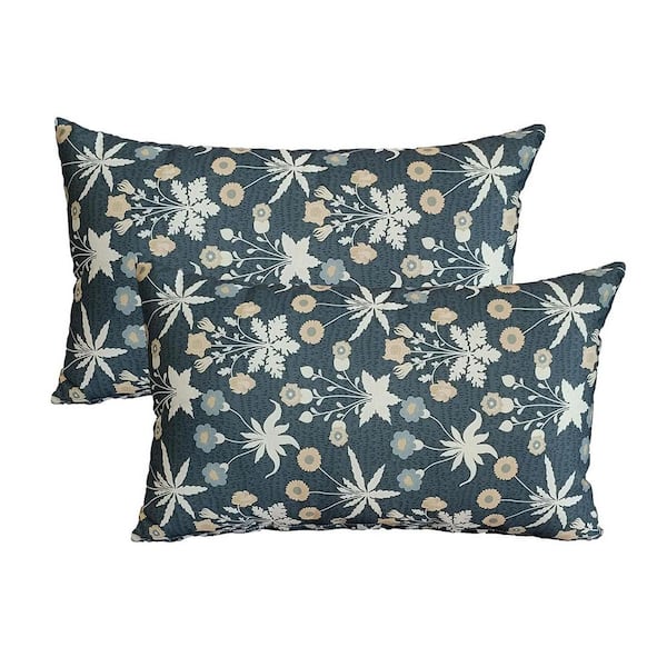 Unbranded 12x20 Inch Outdoor Lumbar Pillows, Waterproof Removable Cover  with Zipper Outdoor Pillows Set of 2, Charcoal Floral AAB0F5NSZNRH