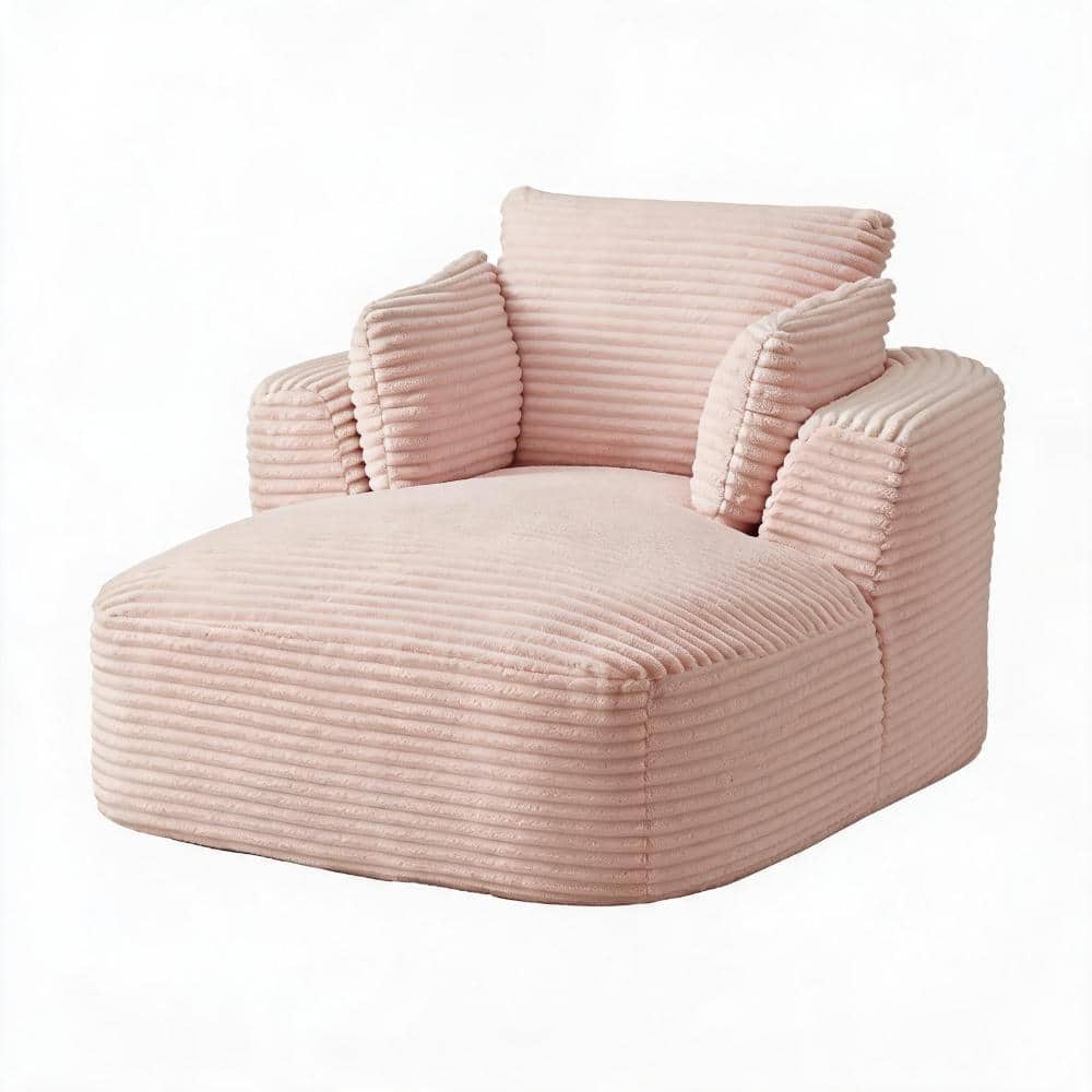 45.3 in. Pink Corduroy Upholstered Chaise Lounge Sofa Bed with Spring Cushion, No Assembly Required price history on PriceWatchPro