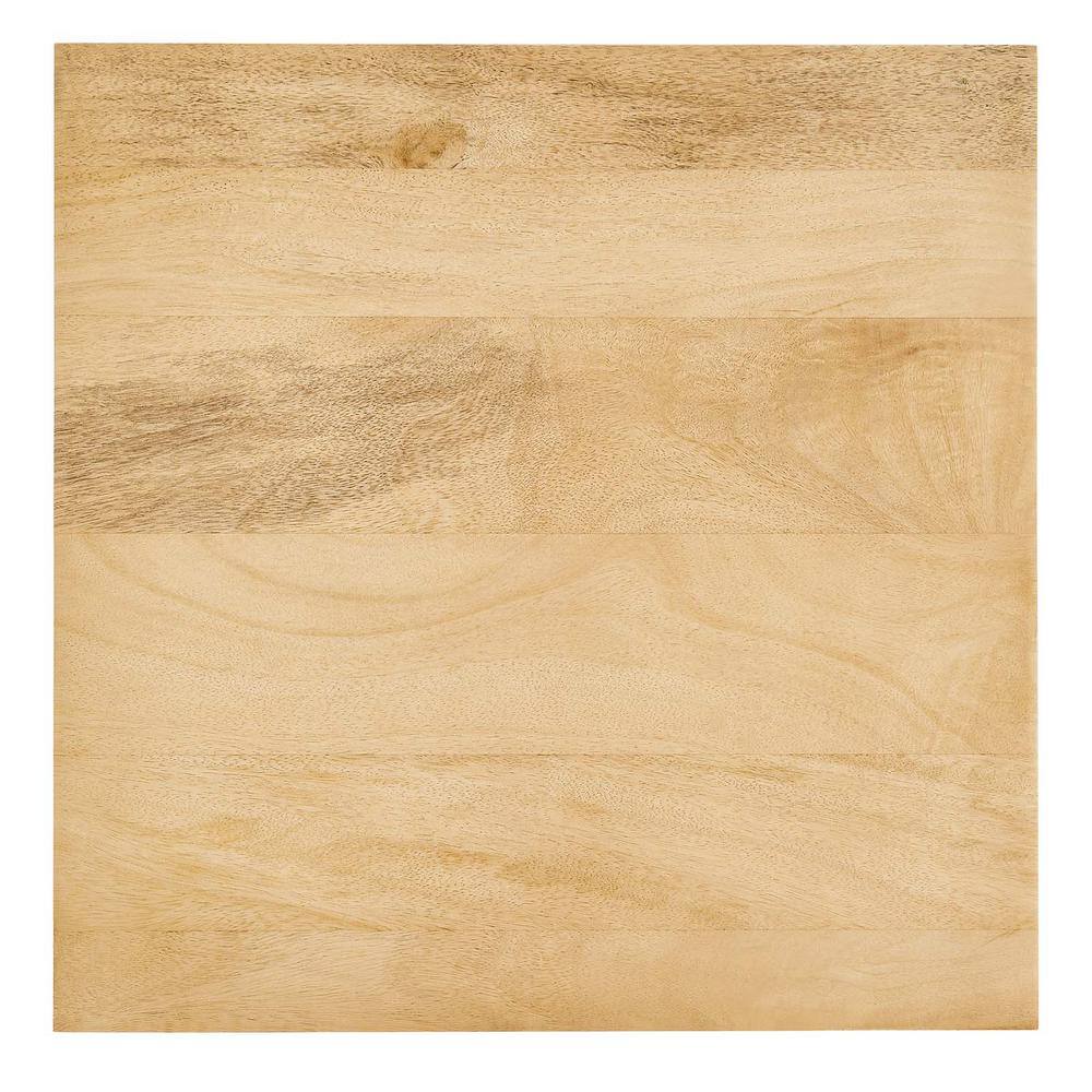 Zora Oak Wood and Black Metal Square Side Table