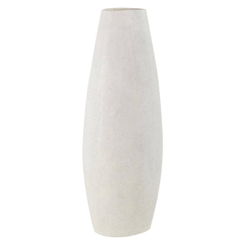 Bohemian White Leaf Polystone Floor Vase 9" x 25"