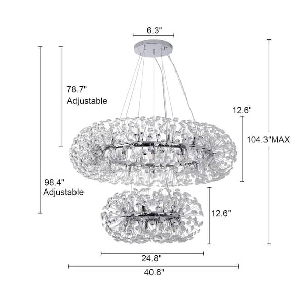 LLHZSY 40.8 in. 40-Light Chrome Modern Firework Crystal