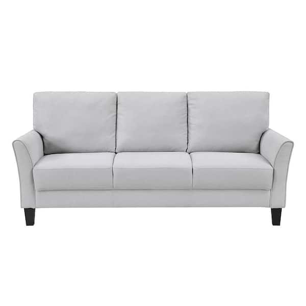 Lazzara Tesoro 78.5 in. W Flared Arm Textured Fabric Rectangle Sofa in Gray