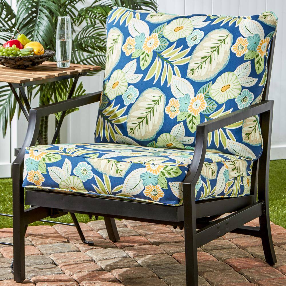Marlow Blue Floral Contemporary Deep Seat Chair Cushion Set