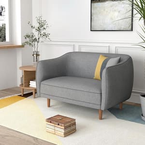 Cynric 48.8 in. W Round Arm Line Fabric Upholstered Contemporary Style 2-Seater Straight Sofa in Gray