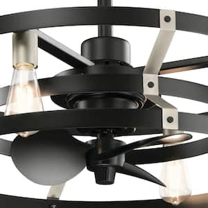 Cavelli 13 in. Indoor Satin Black Downrod Mount Fandelier Ceiling Fan with LED Bulbs with Wall Control Included
