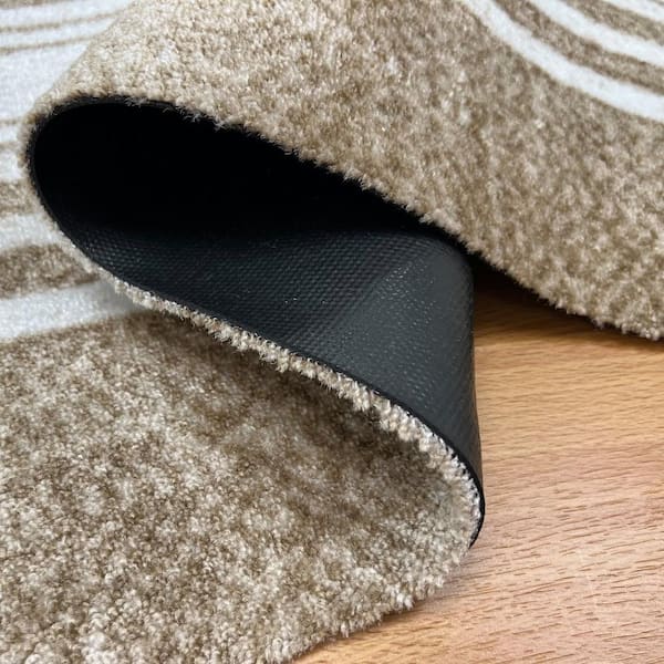 Linen Washable Sand Tan White 2 ft. 3 in. x 3 ft. 11 in. Medium Mat Floor Mat Area Rug
