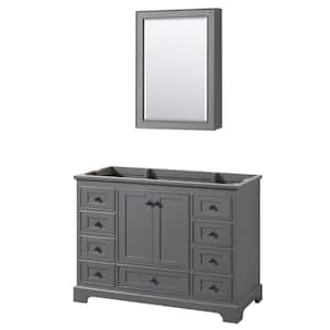 Deborah 47.25 in. W x 21.5 in. D x 34.25 in. H Single Bath Vanity Cabinet without Top in Dark Gray with Med Cab Mirror