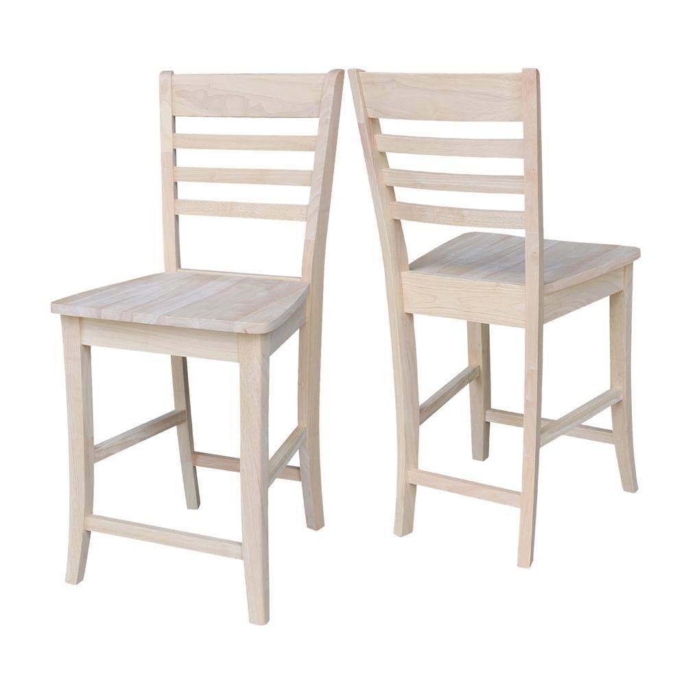 Brown Solid Wood 24" Slatback Stool