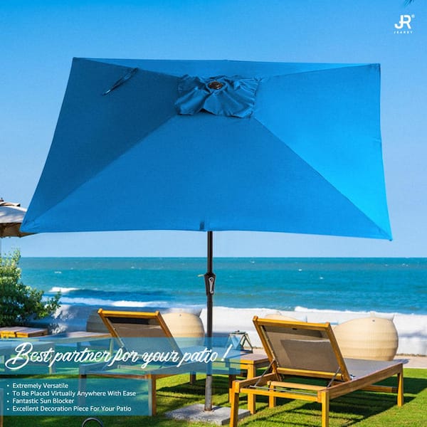 JEAREY 7.5 ft. x 7.5 ft. Square Market Outdoor Patio Umbrella in Blue