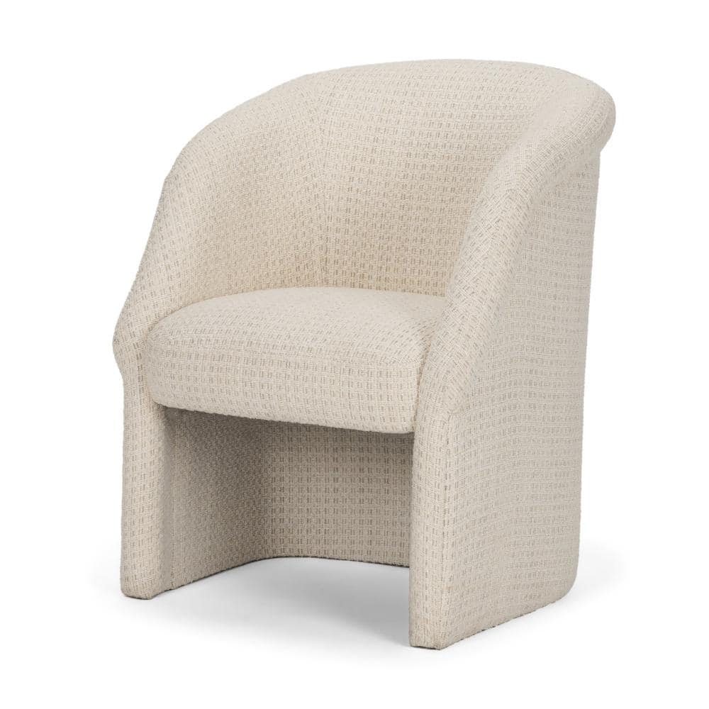Curtis Cream Fabric Barrelback Half-Moon Base Dining Armchair