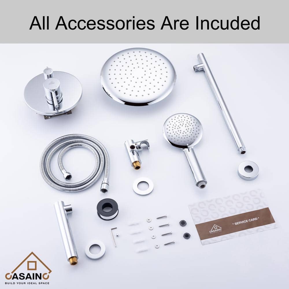 Chrome Multi-Head Rain Shower System with Handheld