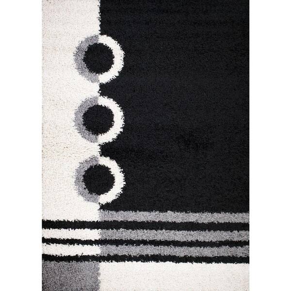 Concord Global Trading Shaggy Rings Black 7 ft. x 9 ft. Area Rug