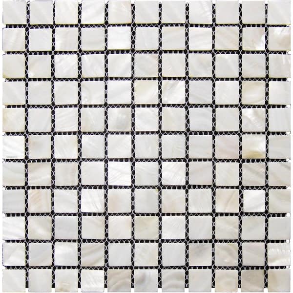 Apollo Tile White 4 in. x 5 in. Polished Natural Shell Square Wall Mosaic Tile Sample (0.13 sq. ft./Piece)