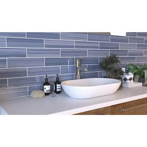 Hand Painted Rectangular 4 in. x 12 in. Coastline 50 Glass tile (10 sq. ft./per Case)