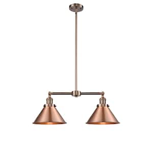 Briarcliff 2-Light Antique Copper Island Pendant Light with Antique Copper Metal Shade