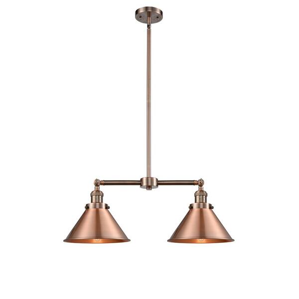 Innovations Briarcliff 2-Light Antique Copper Island Pendant Light with Antique Copper Metal Shade