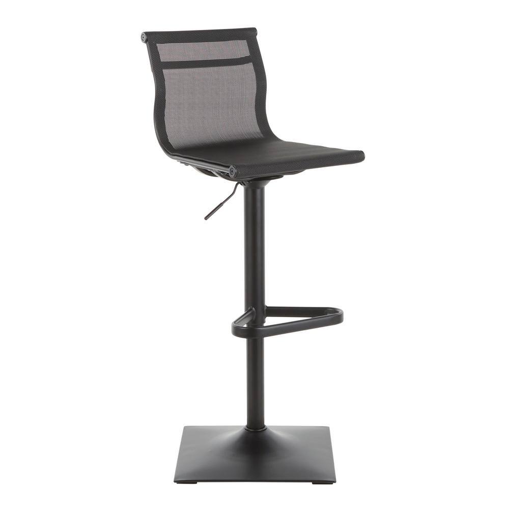 Lumisource Mirage Adjustable Bar Stool in Black Mesh Fabric and Black