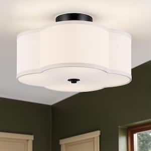 13 in. 4-Light Black Semi Flush Mount Ceiling Light Fixture with Clover Shade, Acrylic Diffuser and E26 Bases