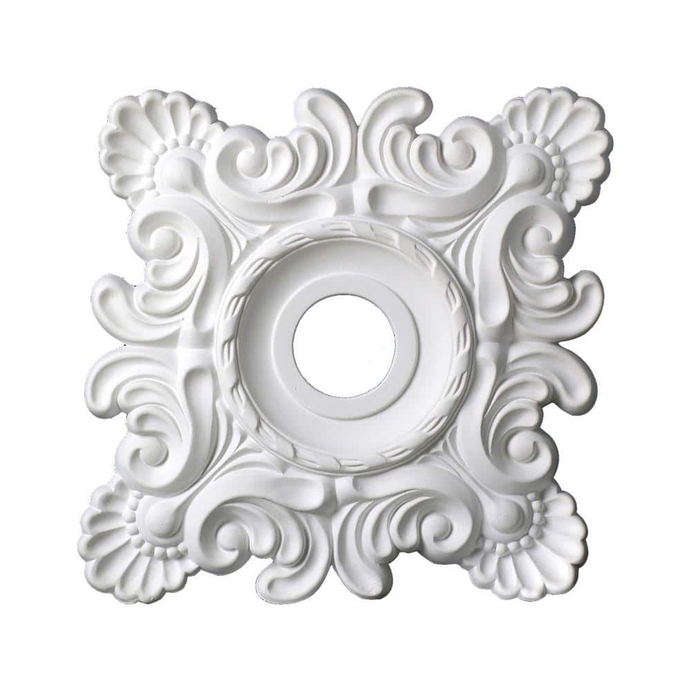 18 in White Polyurethane Shell and French Twist Ceiling Medallion