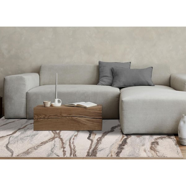 Sereni Collections 8 ft. x 11 ft. White Distressed, Organic Indoor Area Rug