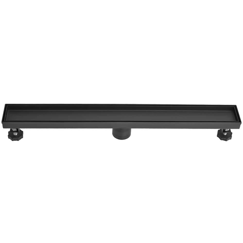 24 in. Matte Black Stainless Steel Linear Shower Drain with Tile Insert and Slot Pattern price history on PriceWatchPro