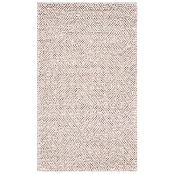 Natura 3 ft. x 5 ft. Beige Diamond Swirl Area Rug