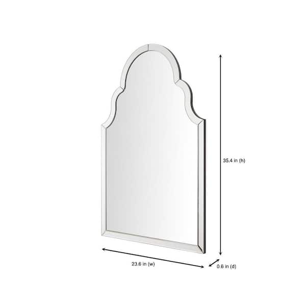 Medium Ornate Arched Beveled Glass Classic Accent Mirror (35 in. H x 24 in. W)