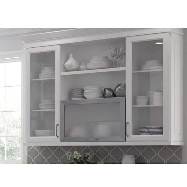 Hampton Bay Designer Series Elgin Assembled 18x36x12 In Wall Kitchen Cabinet With Glass Door White Wgd1836 Elwh The