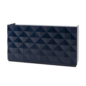 Cheryl 60 in. 3-Dimensional 4 Doors Wooden Base Navy Sideboard with High-Gloss Finish and Geometric Patterns