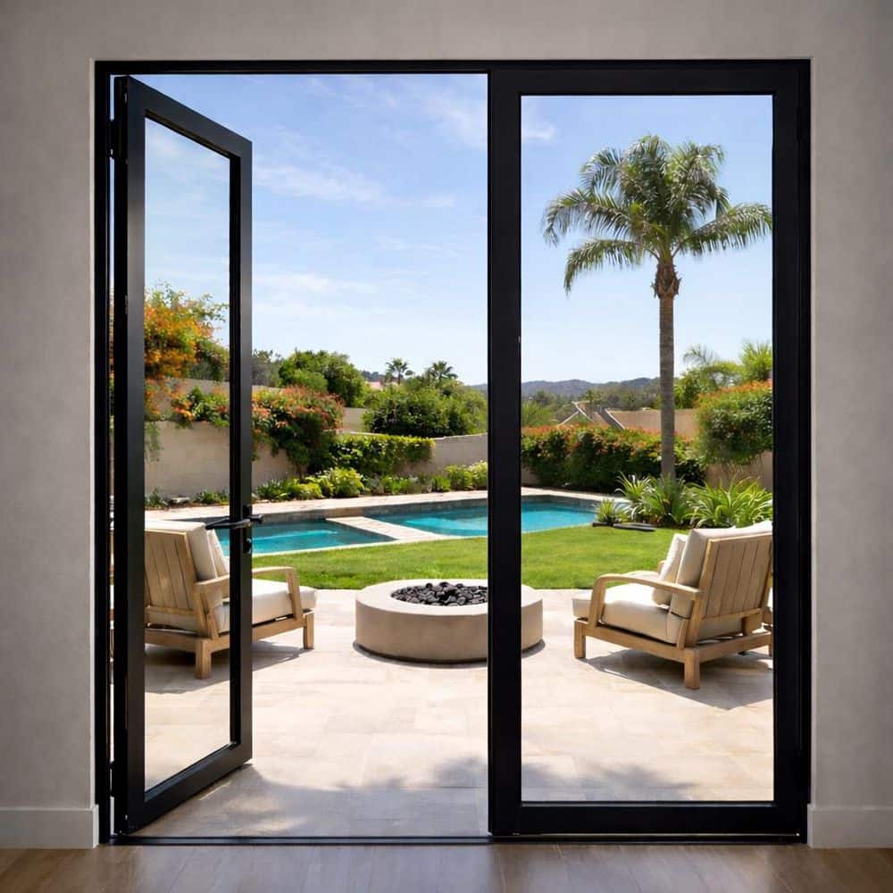 ERIS 72 in. x 80 in. Mat Black Left Swing/Outswing Aluminum French