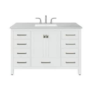 Aberdeen 48 in. W x 22 in. D White Single Sink Bathroom Vanity with Carrara Quartz Top and Undermount Sink