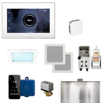 XDream Steam Generator Control Kit with iSteamX Control and Aroma Glass SteamHead in White Brushed Nickel
