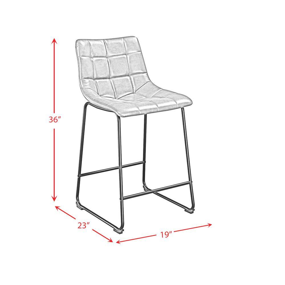 Linen White Industrial Metal & Wood 25" Counter Stool Set