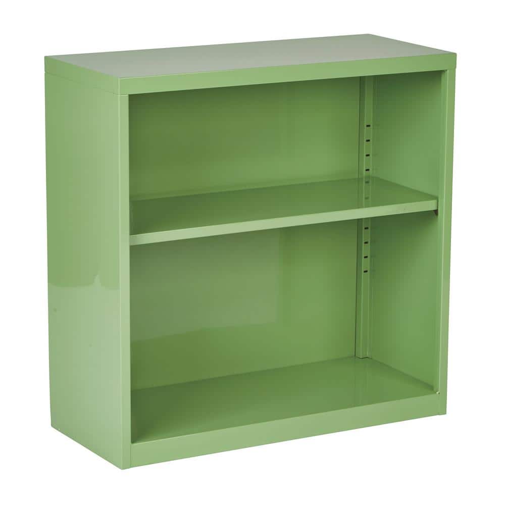 Green Adjustable Metal Bookcase with Shelves