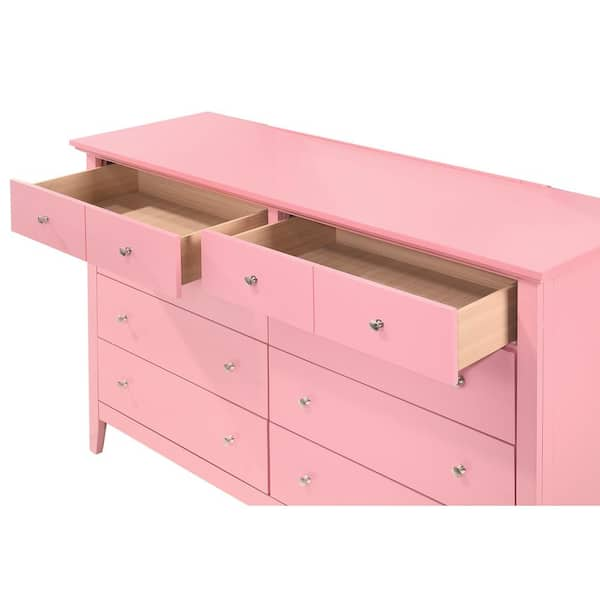 Hammond 10-Drawer Pink Double Dresser (39 in. x 58 in. x 18 in.)