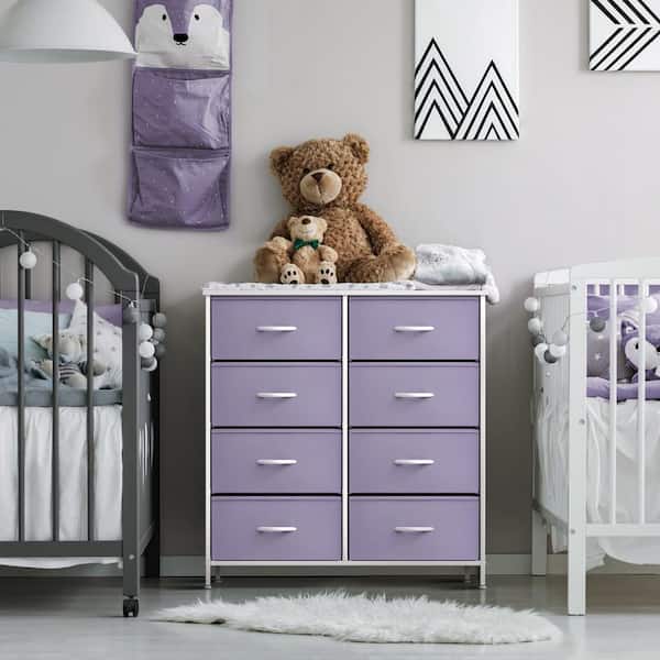 purple dresser for bedroom Metallic Lavender French Provincial Dresser | 9 Drawer Wood Credenza