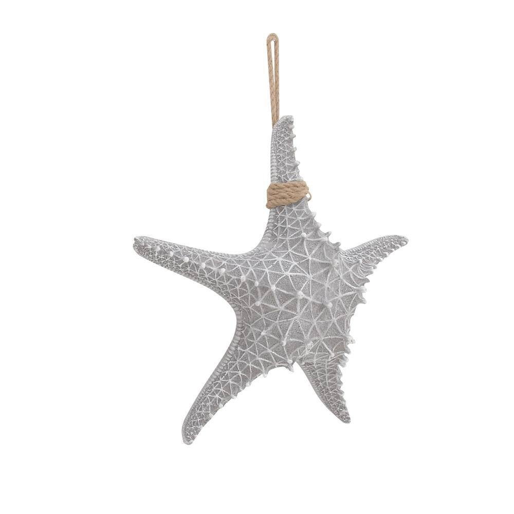 Gray Resin Starfish Wall Sculpture with Twisted Cord Accent
